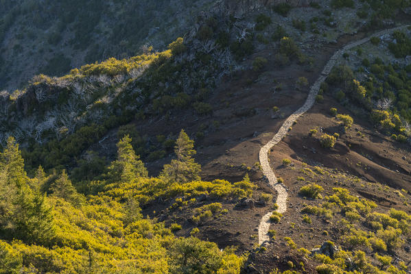 Paved track from Pico Ruivo. Achada do Teixeira, Santana municipality, Madeira region, Portugal.