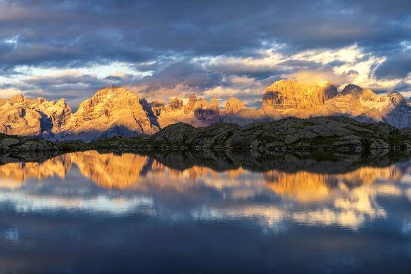 Natural Park Adamello Brenta at sunset.
Europe, Italy, Trentino, Nambrone valley, Sant'Antonio di Mavignola