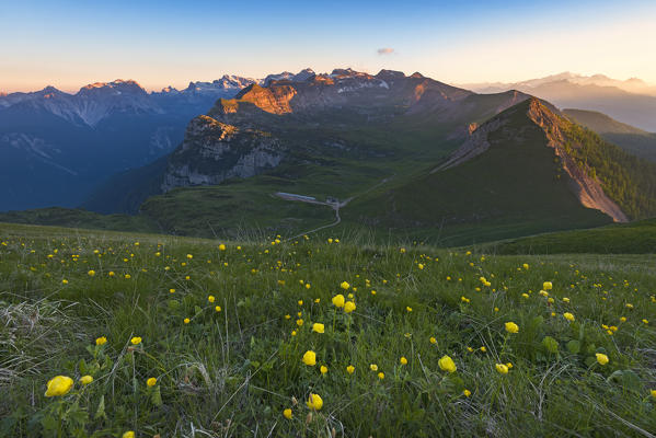 Europe, Italy, Trentino Alto Adige, Trento district, natural park Adamello Brenta.
Nana valley at sunrise