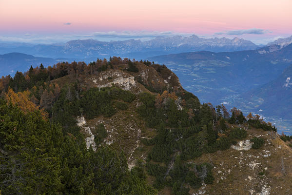 Rosengarten at sunset seen from the horn of Tres
Europe, Italy, Trentino Alto Adige, Trento district, Non Valley