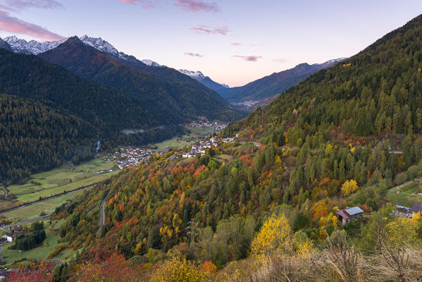 Sun valley at sunrise
Europe, Italy, Trentino Alto Adige, Trento district, Sun Valley, Parco naturale Adamello Brenta, Pellizzano city