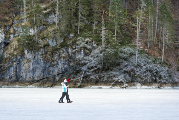 walk on the frozen lake Tovel
Europe, Italy, Trentino Alto Adige, Trento district, Non valley, Lake Tovel