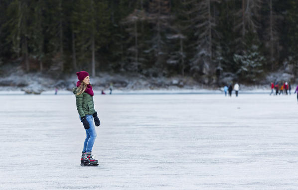 skating Tovel
Europe, Italy, Trentino Alto Adige, Trento district, Non valley, Lake Tovel