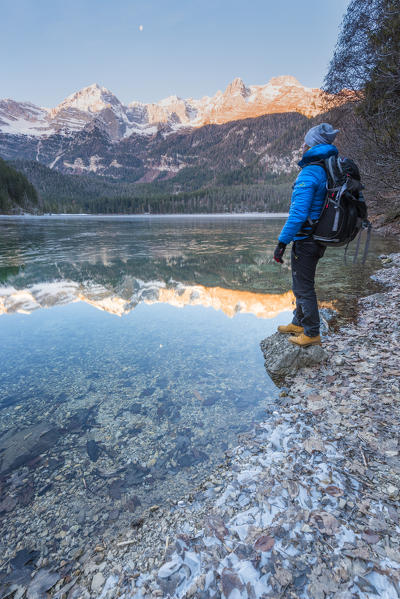 Frozen lake Tovel 
Europe, Italy, Trentino Alto Adige, Trento district, Non valley, Tovel valley, Tuenno city