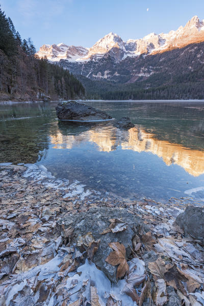 Frozen lake Tovel 
Europe, Italy, Trentino Alto Adige, Trento district, Non valley, Tovel valley, Tuenno city