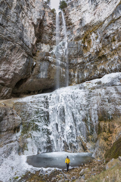 Ice waterfall 
Europe, Italy, Trentino Alto Adige, Non valley, Trento district, Tret city
