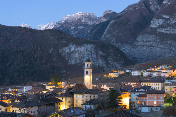Tuenno city at night
Europe, Italy, Trentino Alto Adige, Non valley, Trento district, Tuenno city