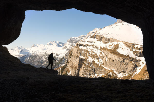 Cave in valley Madris,
Europe, Italy, Trentino Alto Adige region, Trento district, Non valley, Tovel valley, municipality of Tuenno