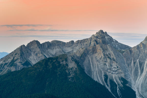 Loverdina mountain at sunrise
Europe, Italy, Trentino Alto Adige, Trento district, Non valley