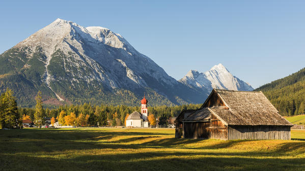 Leutasch in the autumn at golden hour
Europe, Austria, Tirol, Innsbruck, Seefeld, Leutasch