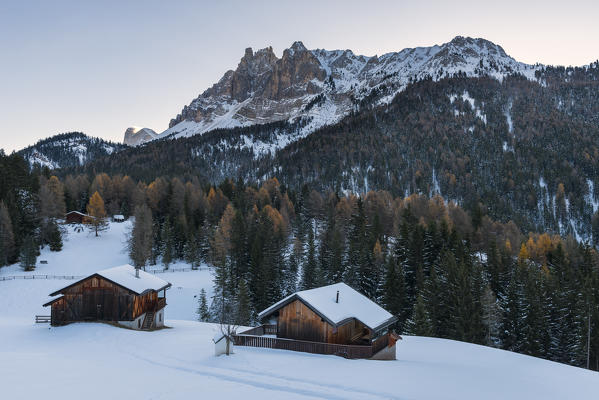 mountain house at the first snowfall
Europe, Italy, Trentino Alto Adige region, Bolzano district, Herb Pass