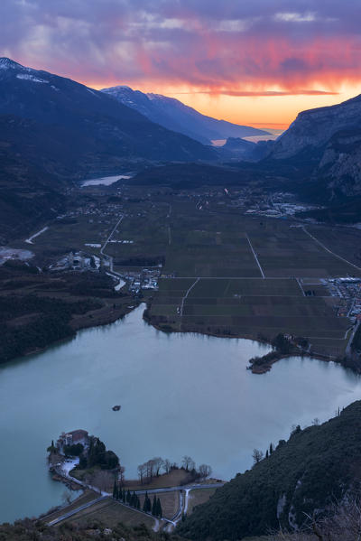 Lake Toblino at sunset
Europe, Italy, Trentino region, Trento district, Ranzo 