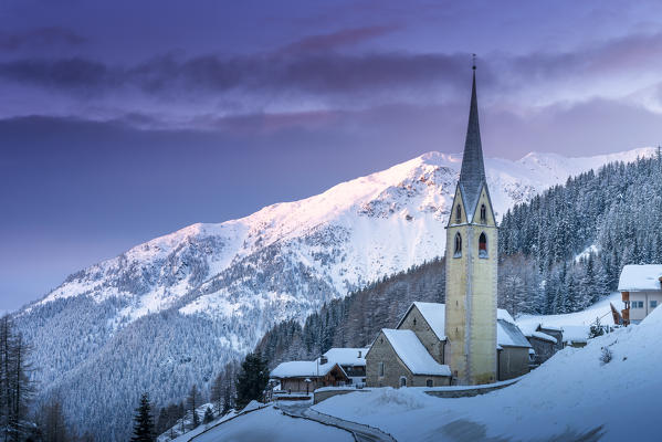 Valdurna church at winter
Europe, Italy, Bolzano district, Valdurna, Sarentino valley