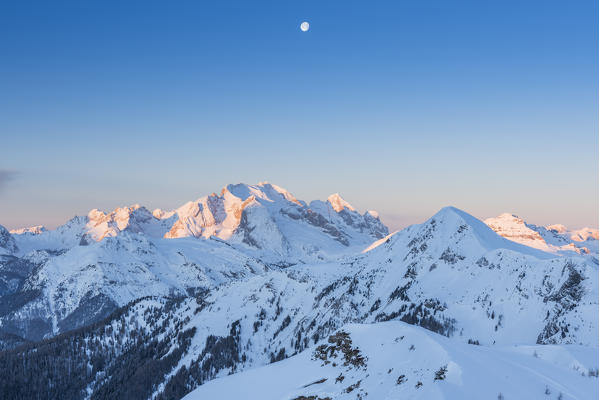 Marmolada at sunrise
Europe, Italy, Veneto, Belluno district, Giau pass