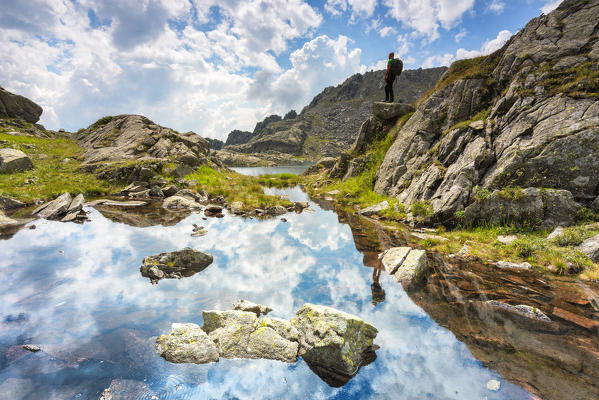 alpine lake on Nero lake in Nambrone valley
Europe, Italy, Trentino, Rendena valley, Nambrone valley, Sant'antonio di Mavignola