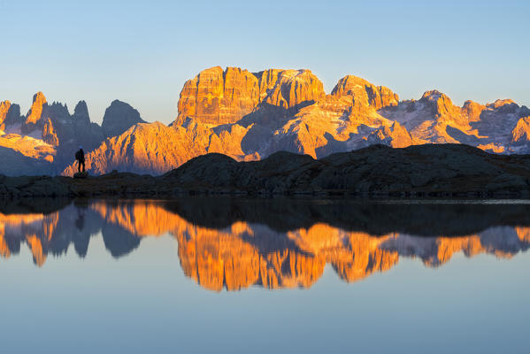 Reflection on Nero lake in Nambrone valley
Europe, Italy, Trentino Alto Adige, Nambrone valley, Sant'Antonio di Mavignola, Madonna di Campiglio