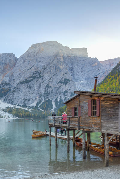 Braies lake in autumn
Europe, Italy, South Tyrol, Braies valley, Bolzano province, Braies municipality