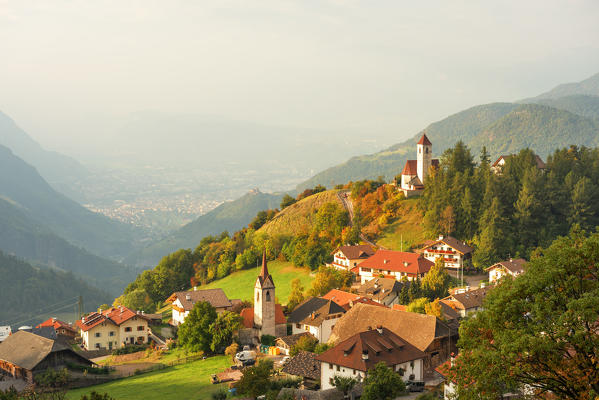 Municipality of Vanga in autumn
Europe, Italy, Trentino Alto Adige, Plateau Renon, Bolzano province, Vanga 