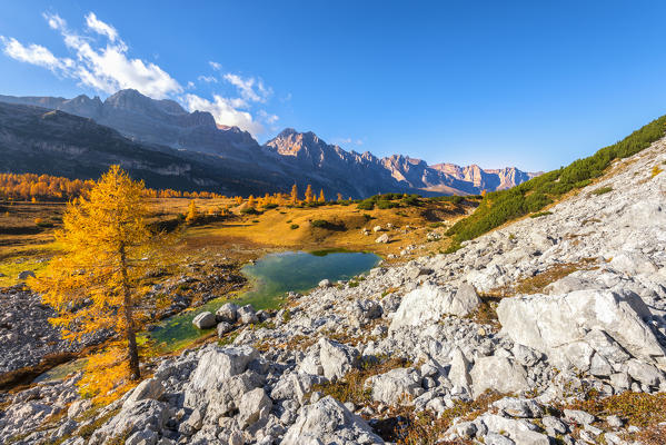 Alpine lake in Natural Park Adamello Brenta
Europe, Italy, Trentino, Trento province, Non valley, Flavon