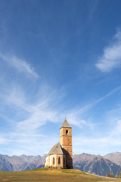 Plateau on the Avelengo and Santa Caterina church
Europe, Italy, Trentino Alto Adige, South Tyrol, Avelengo