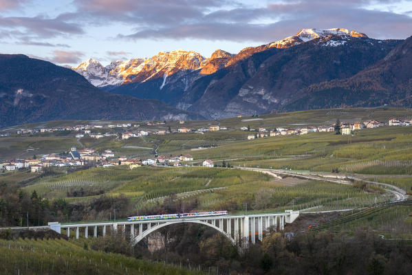 Ville d'Anaunia at sunrise. Europe, Italy, Trentino, Non valley, Ville d'Anaunia, Trento province