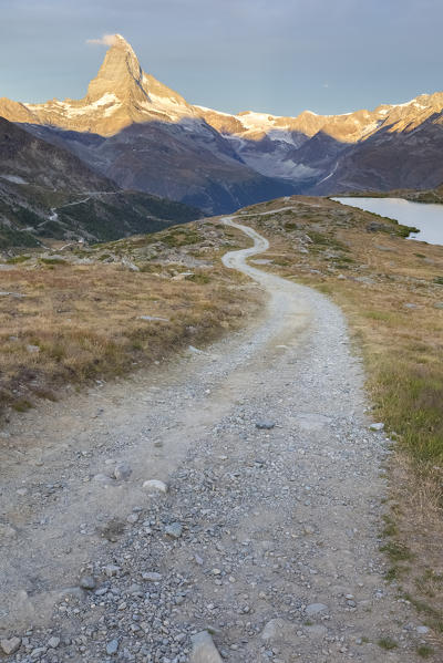 Path to the Matterhorn, near Stellisee Lake, Zermatt, Switzerland.