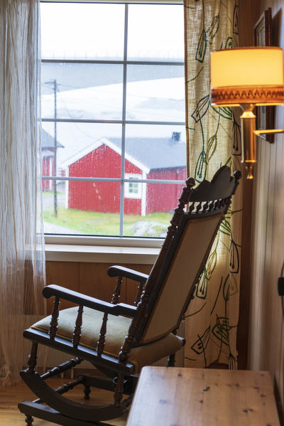 Rocking chair inside a typical house, Hamnoy, Nordland, Lofoten Islands, Norway