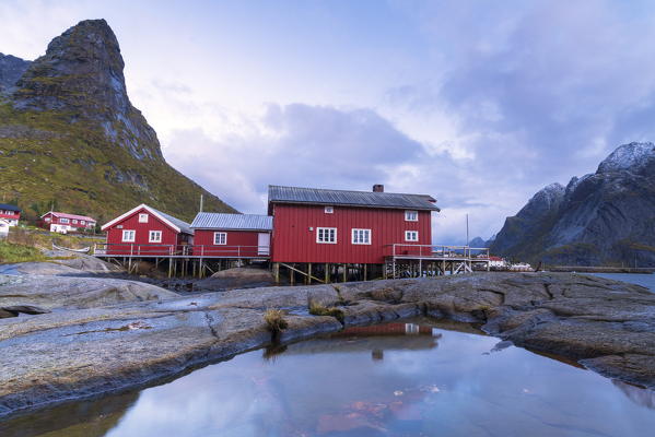 Red fishermen's huts (Rorbu), Reine, Nordland, Lofoten Islands, Norway