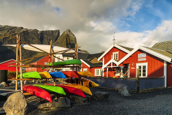 Kayak for rent in the fishing village of Reine, Moskenes, Nordland, Lofoten Islands, Norway