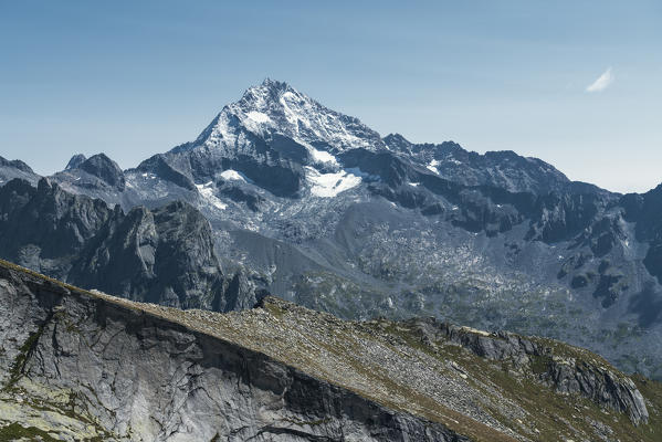 Rocky peak of Monte Disgrazia during summer, Val Masino, Valtellina, Sondrio province, Lombardy, Italy