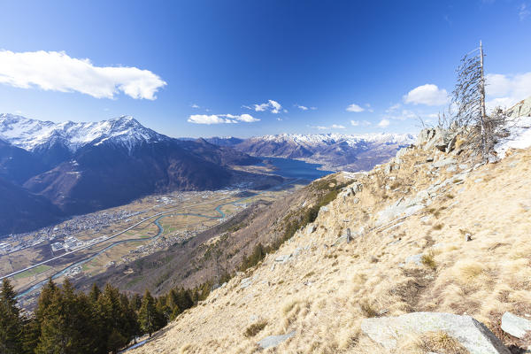 Monte Legnone and Lake Como from Alpe Bassetta, Sondrio province, Lower Valtellina, Lombardy, Italy