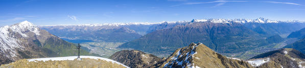 Panoramic of Pizzo Dei Galli, Monte Legnone and Lake Como, Orobie Alps, Val Gerola, Valtellina, Sondrio province, Lombardy, Italy