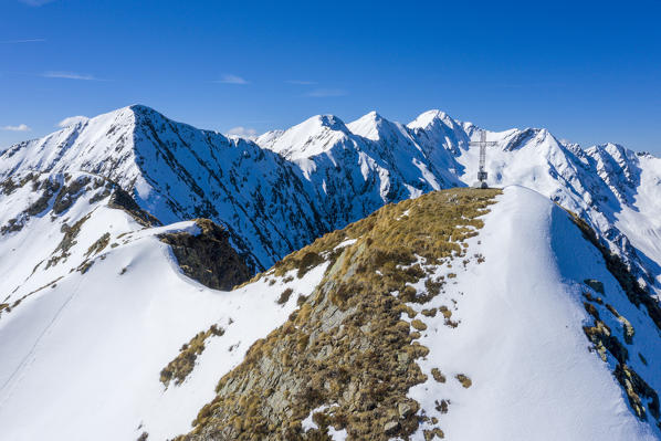 Orobie Alps covered with snow view from the summit of Pizzo Dei Galli, Val Gerola, Valtellina, Sondrio province, Lombardy, Italy