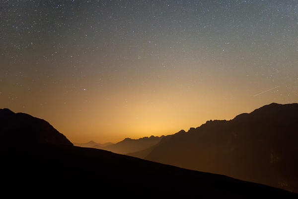 A starry night in Motta di Campodolcino, Valchiavenna, Valtellina, Lombardy Italy Europe