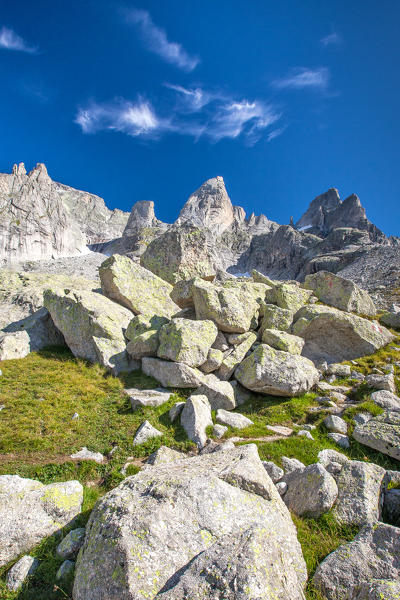 Granitic rocks at the feet of Pizzo Torrone. Valmasino, Valtellina Lombardy, Italy Europe