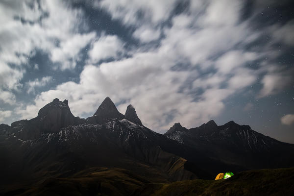 Night of full moon near the Aiguilles d' Arves. Arvan Valley,
Dauphiné Alps, France Europe



















