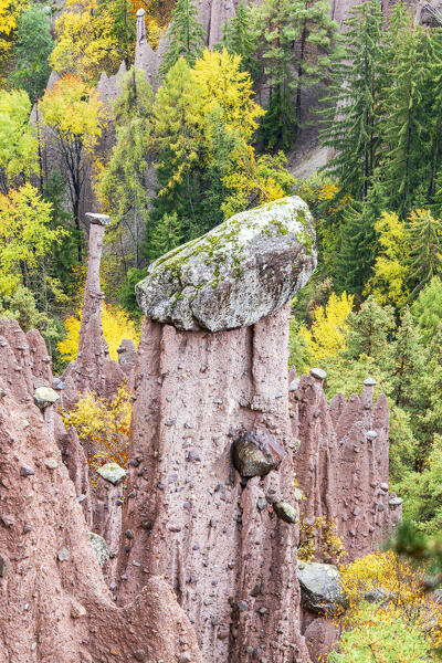 The earth pyramids of Renon/Ritten in autumn, Longomoso, Bolzano, South Tyrol, Italy