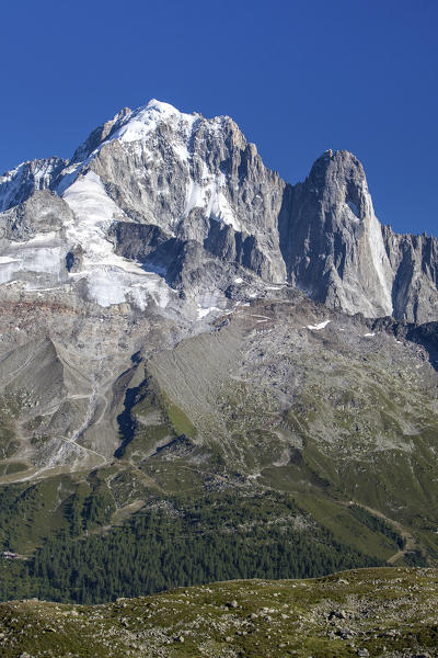 View of Aiguille Verte Les Drus. Mont Blanc. Haute Savoie. France