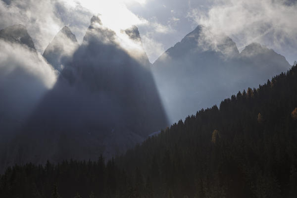 Cloudy sky on Malga Zannes. Funes Valley South Tyrol Dolomites Italy Europe