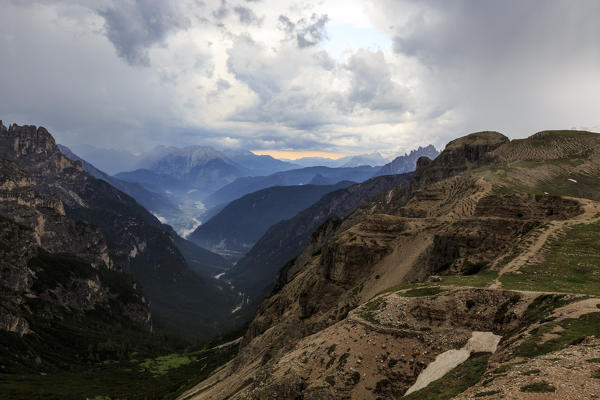 Clouds above the peaks. Auronzo of Cadore Veneto Sesto Dolomites Italy Europe