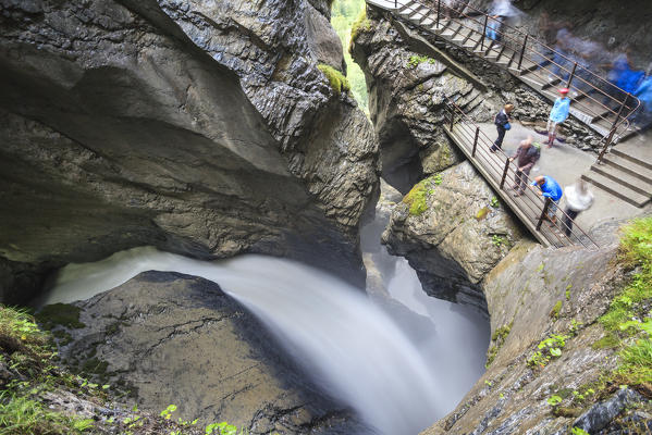 Waterfall in the Natural Park of Lauterbrunnen Grindelwald Bernese Oberland Canton of Bern Switzerland Europe