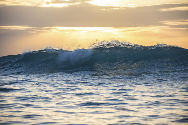 The wave moves toward the beach in the clear waters of the Caribbean Sea Antigua and Barbuda Leeward Island West Indies