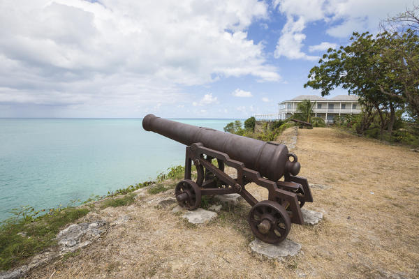 The cannon at Fort Saint James surrounds the clear Caribbean Sea Saint John's Antigua and Barbuda Leeward Islands West Indies