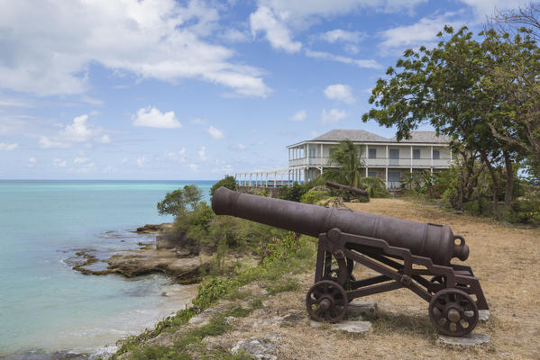 The cannon at Fort Saint James surrounds the clear Caribbean Sea Saint John's Antigua and Barbuda Leeward Islands West Indies