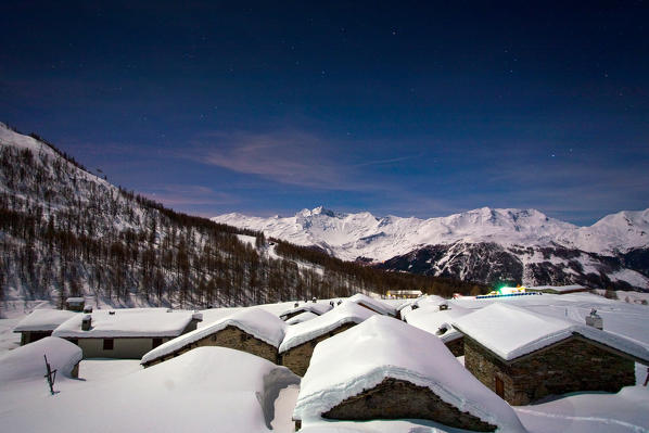 A full moon night in the Groppera Alp not far from Madesimo, Valchiavenna, Lombardy Italy Europe