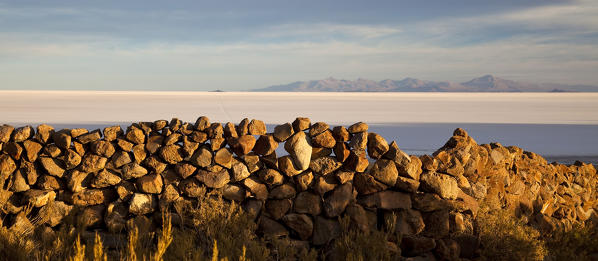 A rocky wall in Tahua, a small village by the Salar de Uyuni and Volcano Tunupa in Bolivia, South America