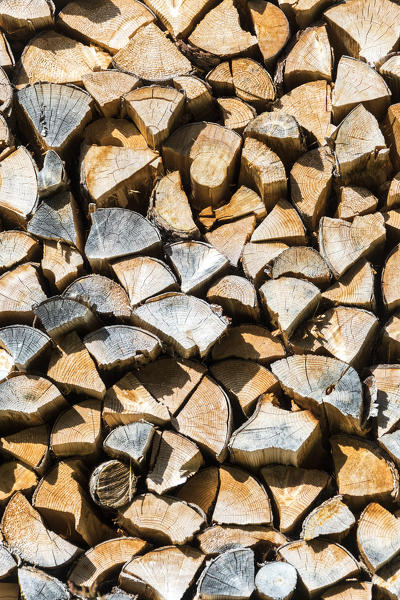 Firewood, San Romerio Alp, Brusio, Canton of Graubünden, Poschiavo valley, Switzerland