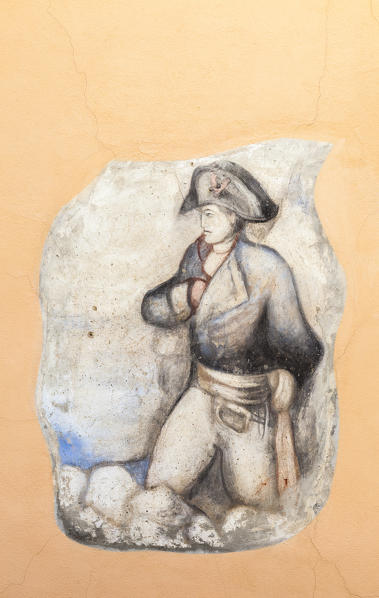 Figure of Napoleon Bonaparte painted on wall, Poggio, Elba Island, Livorno Province, Tuscany, Italy