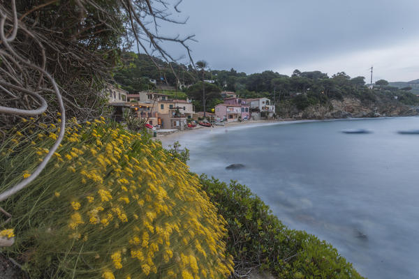 The calm sea at dusk, Marina di Campo, Elba Island, Livorno Province, Tuscany, Italy