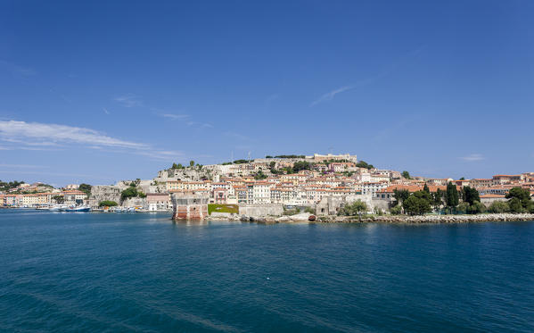 Historical Torre Della Linguella overlooking sea, Portoferraio, Elba Island, Livorno Province, Tuscany, Italy